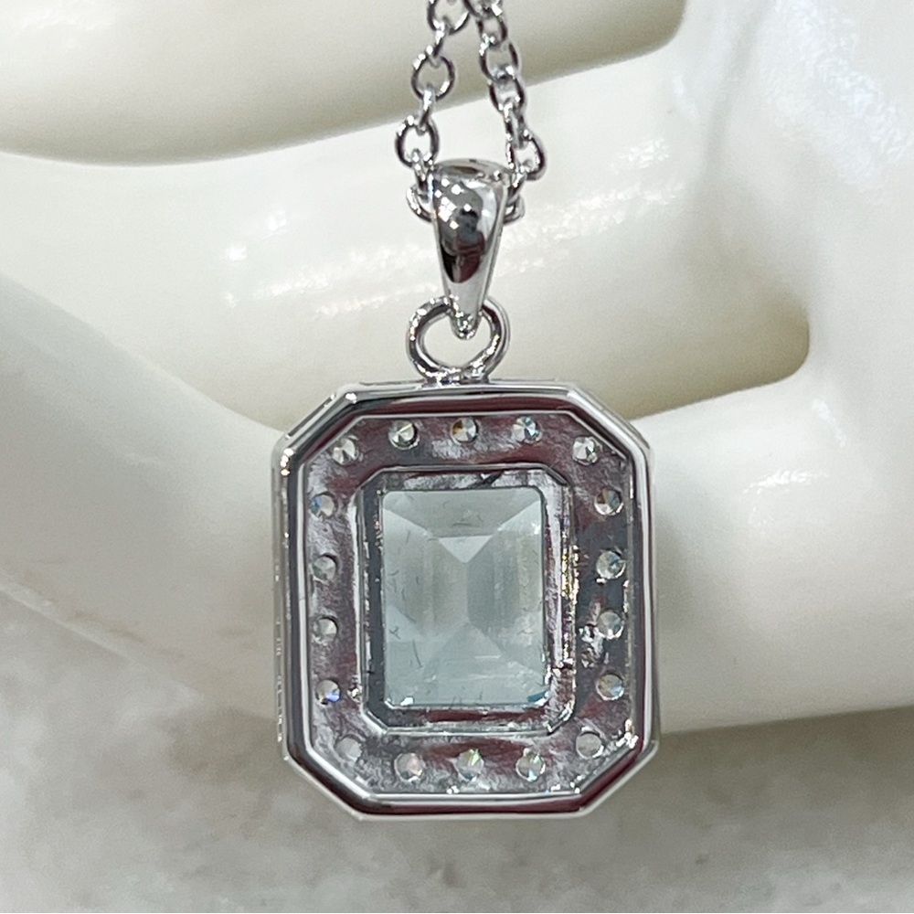 VALUE BUY Blue Topaz (Sim) Diamond Silver Pendant 18” Necklace PRICE FIRM - Picture 10 of 11